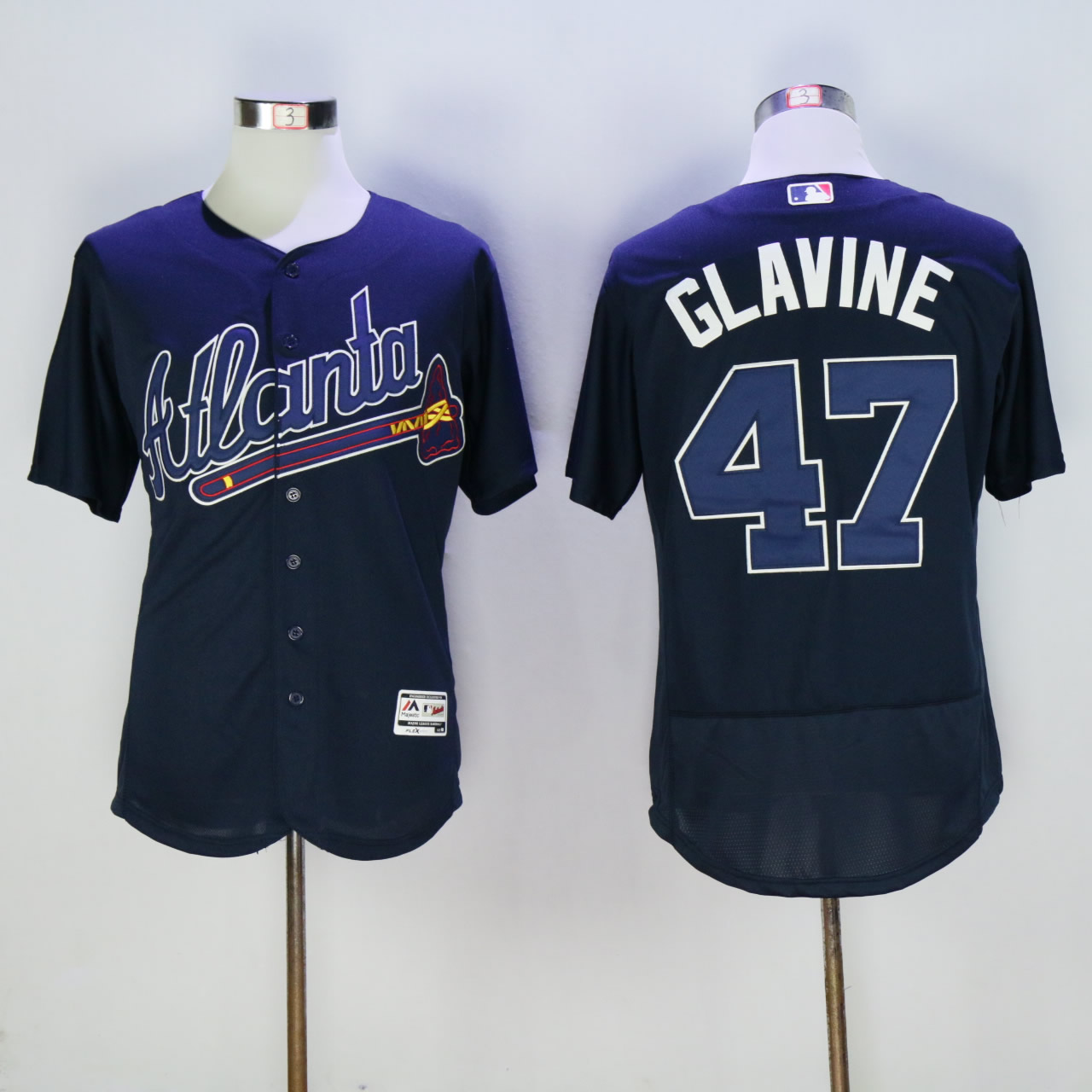 Men Atlanta Braves #47 Glavine Blue Elite MLB Jerseys